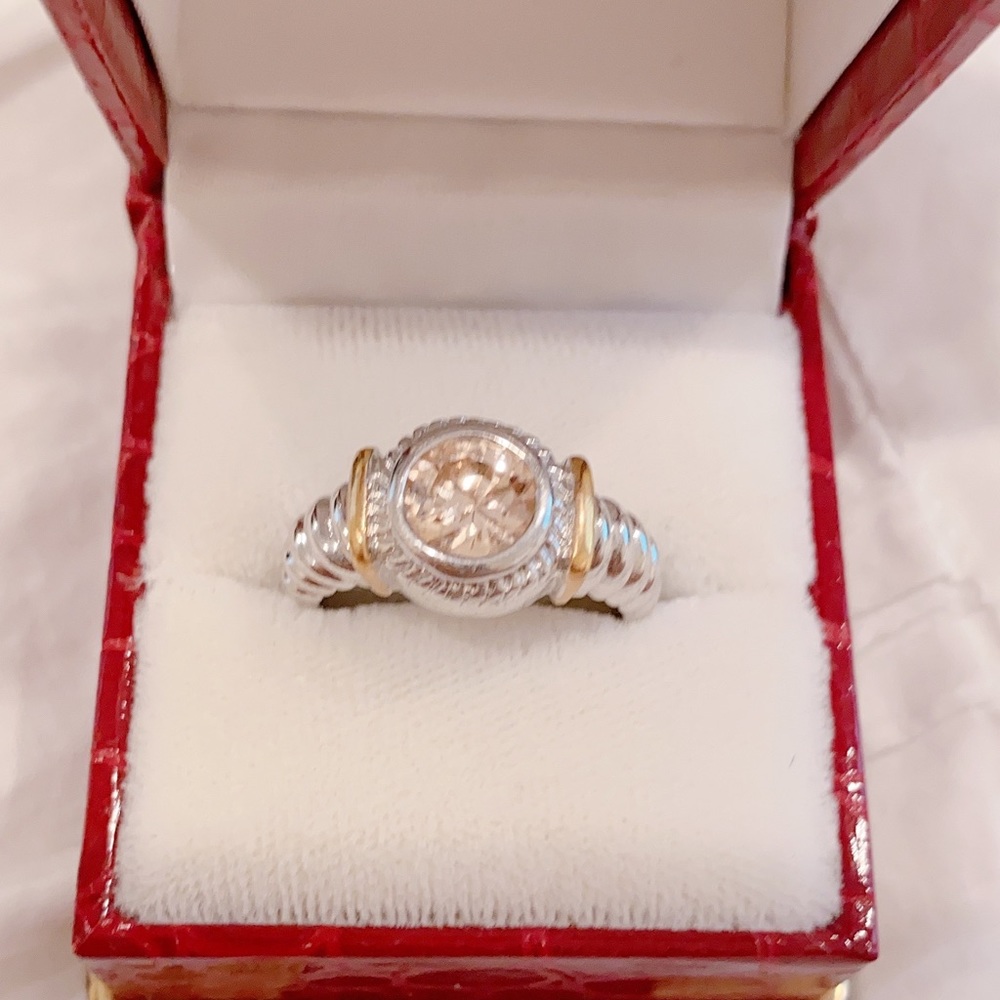 Woman’s Silver and Gold Champagne Cable Ring